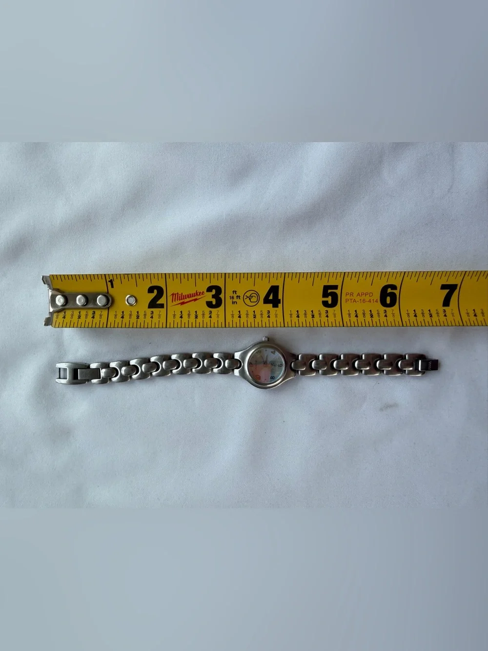 Fossil Silver Tone Stainless Steel Link Bracelet Watch Light Blue Dial Womens